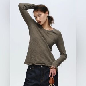 ATM (Anthony Thomas Melillo)Women’s -Slub Jersey Long Sleeve Destroyed Wash tee